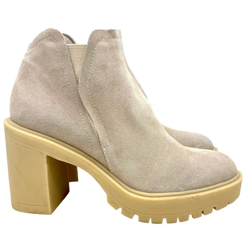 Dolce Vita Waterproof Suede Leather Cashe H₂O Ivory Bootie Heel Size 8.5 NEW!